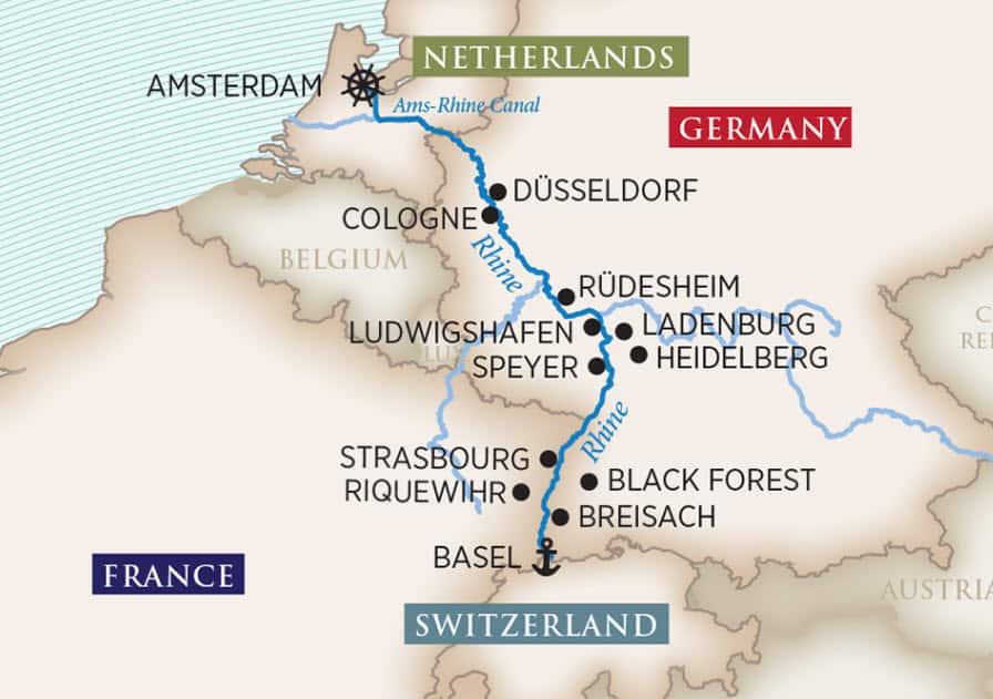 Captivating Rhine (Wine Cruise) Itinerary Map